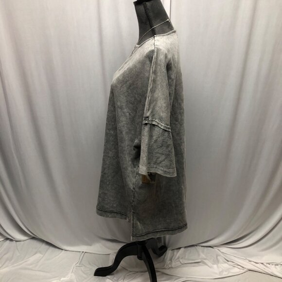 Washed Gray Oversized Top Womens Size 2XL Exposed Seam Drop Shoulder Tunic NEW - Picture 4 of 9